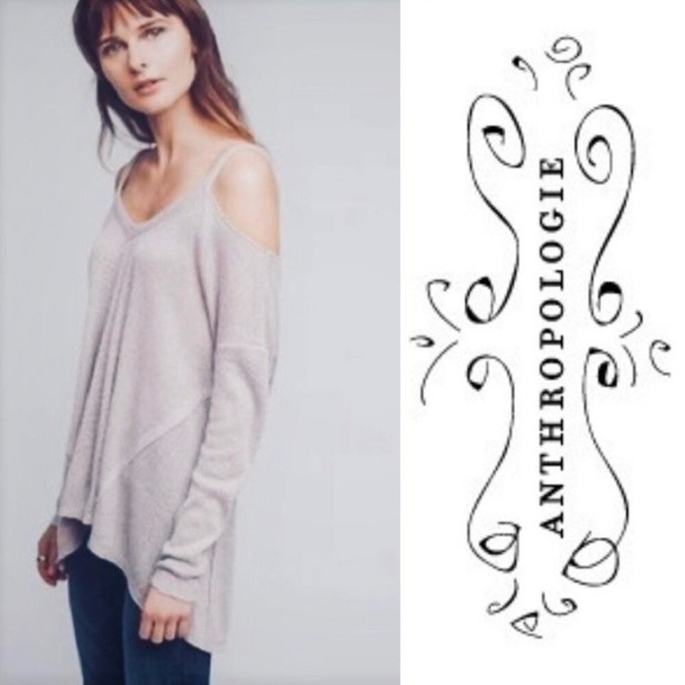 Anthropologie DELTTA Millipa Top Womens XXS Gray Knit Cold Shoulder $68 Slouchy
